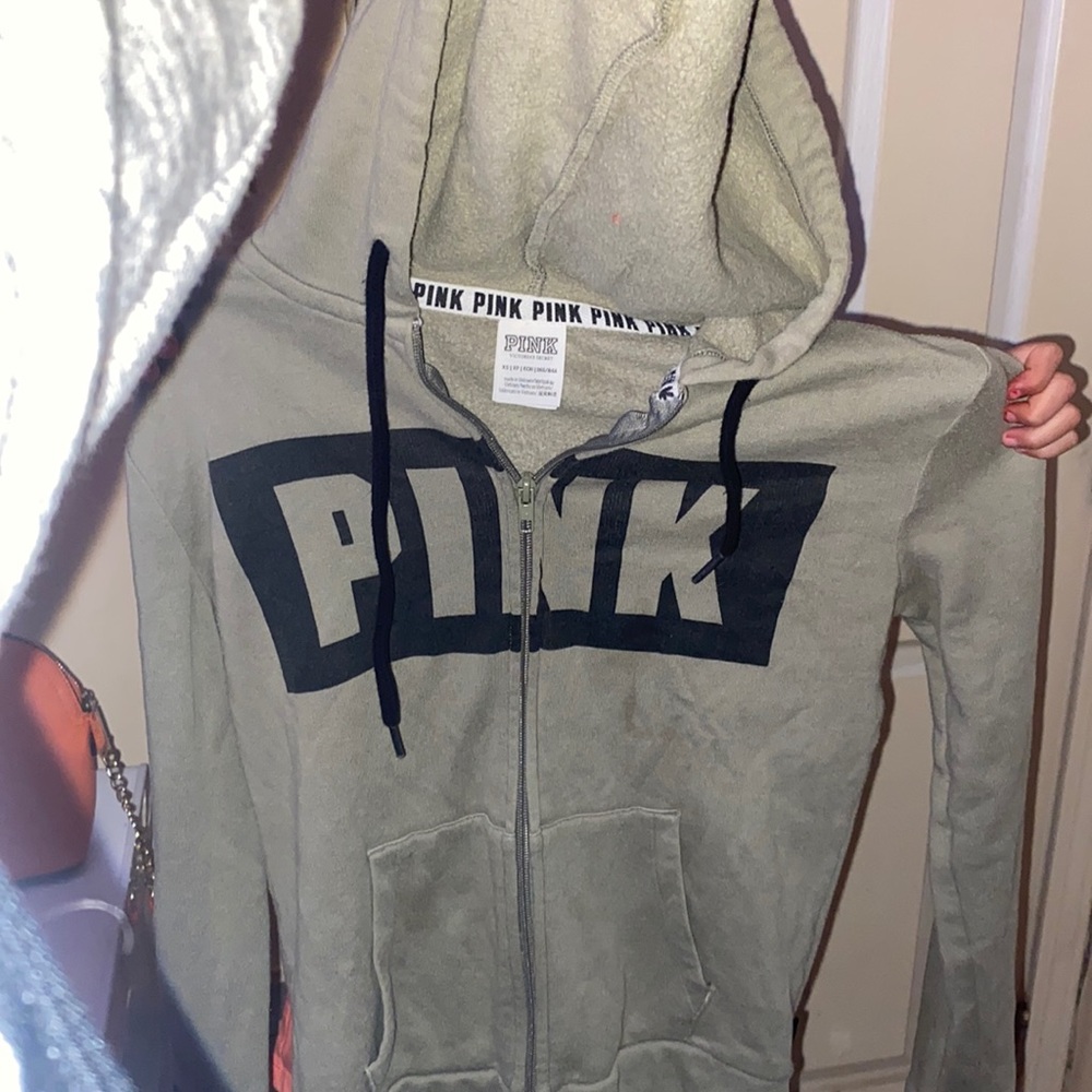 Victoria’s Secret by pink green and black zip up